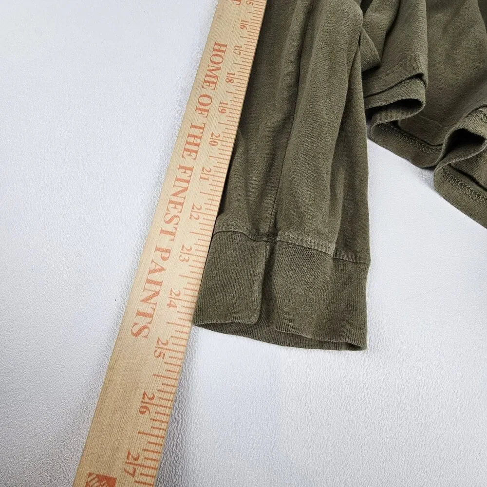 The North Face Mens Large Long Sleeve T Shirt Olive Green Logo Sleeve Graphic
